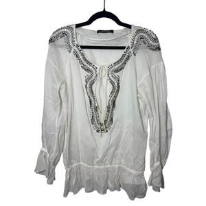 Roberto Cavalli Embellished Boho Blouse - Ivory IT 44